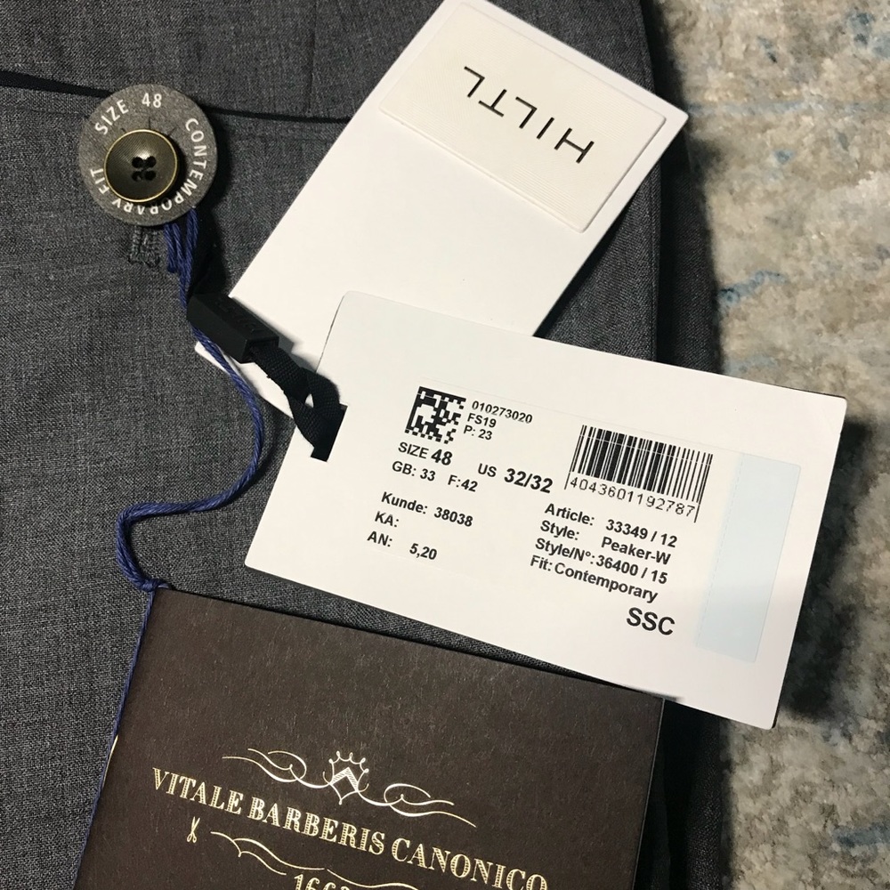 HILTL wool dress pants, NWT, Size US 32/32, Gray, - Picture 3 of 12